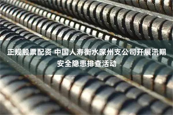 正规股票配资 中国人寿衡水深州支公司开展汛期安全隐患排查活动